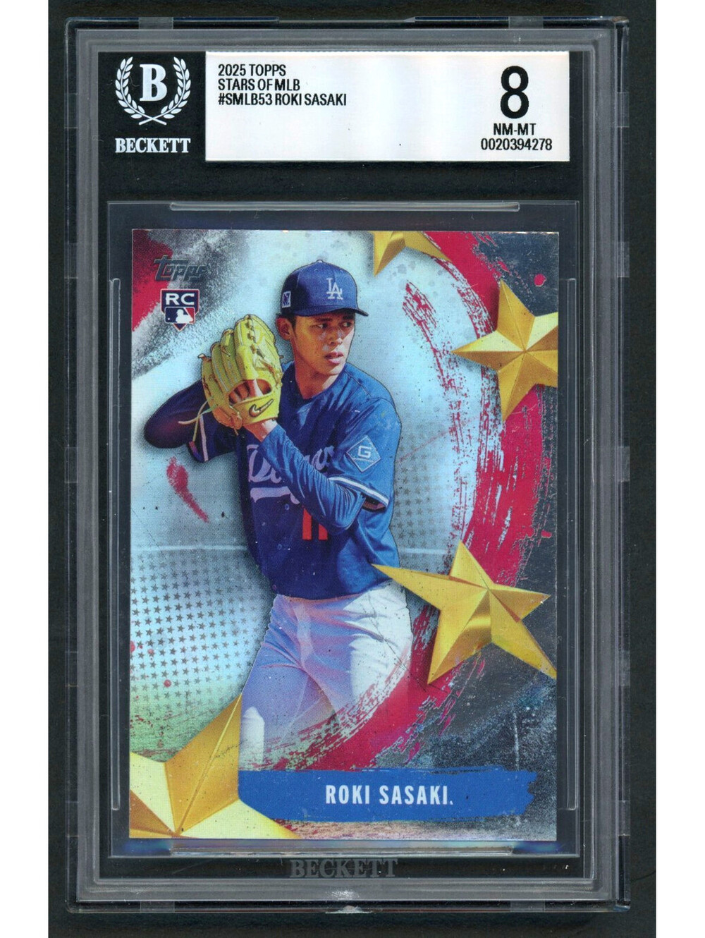 Topps 2025 S2 Stars of MLB Roki Sasaki Rookie #SMLB-53 (RC) BGS 8 NM-MT